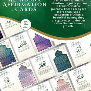 99 Namen von Allah Karten: Asma Al-Husna, Islamische Affirmationen, Duas Bild 8