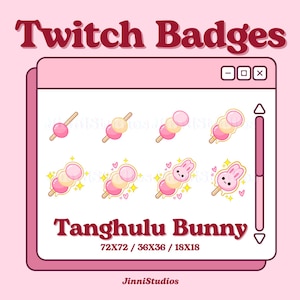 Pink Bunny Tanghulu Sub/Bit Badges - Twitch