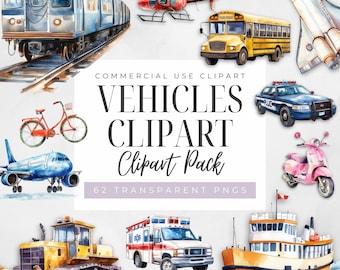 Imágenes prediseñadas de vehículos de transporte público, descarga digital, uso comercial, PNG transparente: avión, coche de policía, autobús escolar, tractor, camión de basura