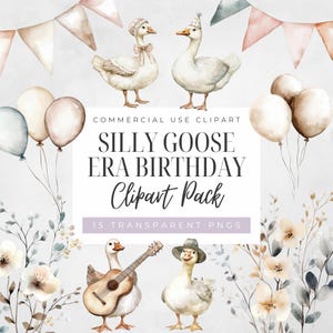 Goose With Balloon Clipart, Our Little Goose Baby Shower, Silly Goose Birthday, Instant Download, Digital Transparent PNG, Commercial Use