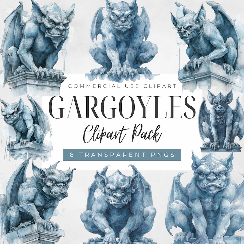 Gargoyle Clipart, Stone Statue Clip Art, Gothic Castle Pngs, Creepy ...