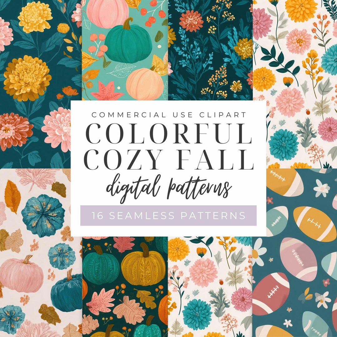 Color A Pattern Fall Colorful Fall Patterns: Autumn Leaves, Pumpkins and Football Themed ...