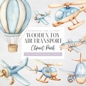 Luft Transport Aquarell Clipart, kleines Flieger Spielzeug, blau Babyparty, Jungen Geburtstag, Kinderzimmer Dekor, digitale transparente PNG, kommerzielle Nutzung