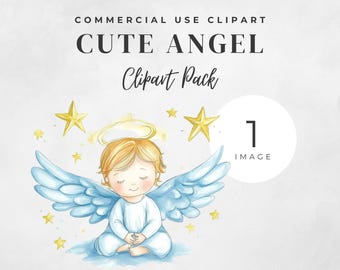 Niedliche Weihnachtsengel Clipart - Aquarell Engel für Weihnachten, zum Basteln - Digitaler Download für Kinder - Kommerzielle Nutzung