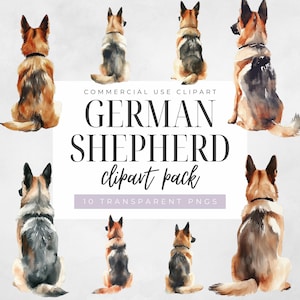 German Shepherd From Back Clipart, Transparent Png, Realistic Dog Breeds Graphic, Commercial Use, Dog Owner Gift Clip Art, Digital Download