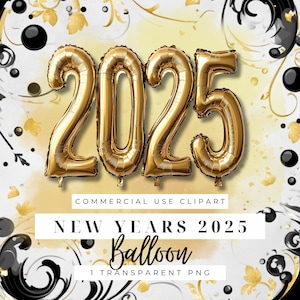 Frohes Neues Jahr 2025 Clipart Schwarz Gold Ballon | Frohes Neues Jahr 2025 Clipart, Frohes Neues Jahr 2025, Gold Schwarzer Neujahr Png, Digitale Clipart