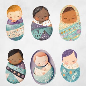 Swaddle Baby Clipart, Swaddled Newborn, Baby Shower Clipart, Baby Shower Design, Cute Baby Clipart, Baby Boy Clipart, Newborn Baby Clipart, Newborn Baby Girl, Infant Baby, Baby Girl Clipart, Boy Girl Clipart Png, Clip Art Bundle, commercial use