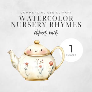 Aquarell Kinderreime Clipart | Ich bin eine kleine Teekanne | Märchenbuch Clipart, Kinderzimmer Dekor, Märchenbuch Clipart