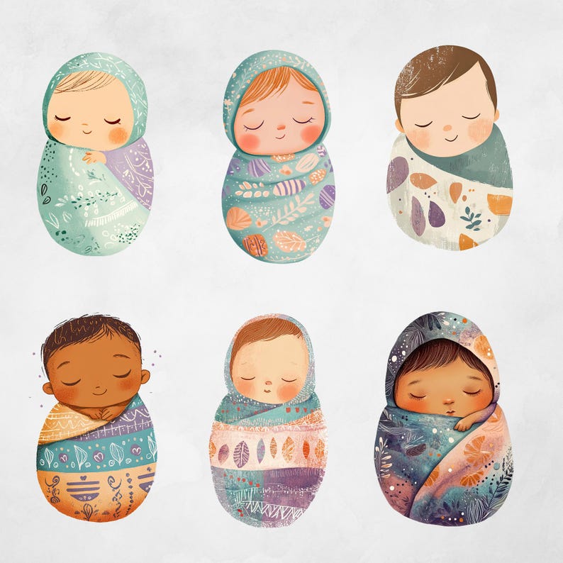 Swaddle Baby Clipart, Swaddled Newborn, Baby Shower Clipart, Baby Shower Design, Cute Baby Clipart, Baby Boy Clipart, Newborn Baby Clipart, Newborn Baby Girl, Infant Baby, Baby Girl Clipart, Boy Girl Clipart Png, Clip Art Bundle, commercial use