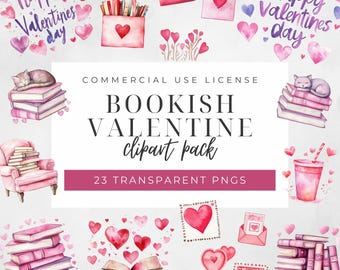 Paquete de imágenes prediseñadas de libros de San Valentín, gato durmiendo sobre libros, imágenes prediseñadas de acuarela, libros de San Valentín PNG, imágenes prediseñadas de corazones de acuarela, imágenes prediseñadas de San Valentín