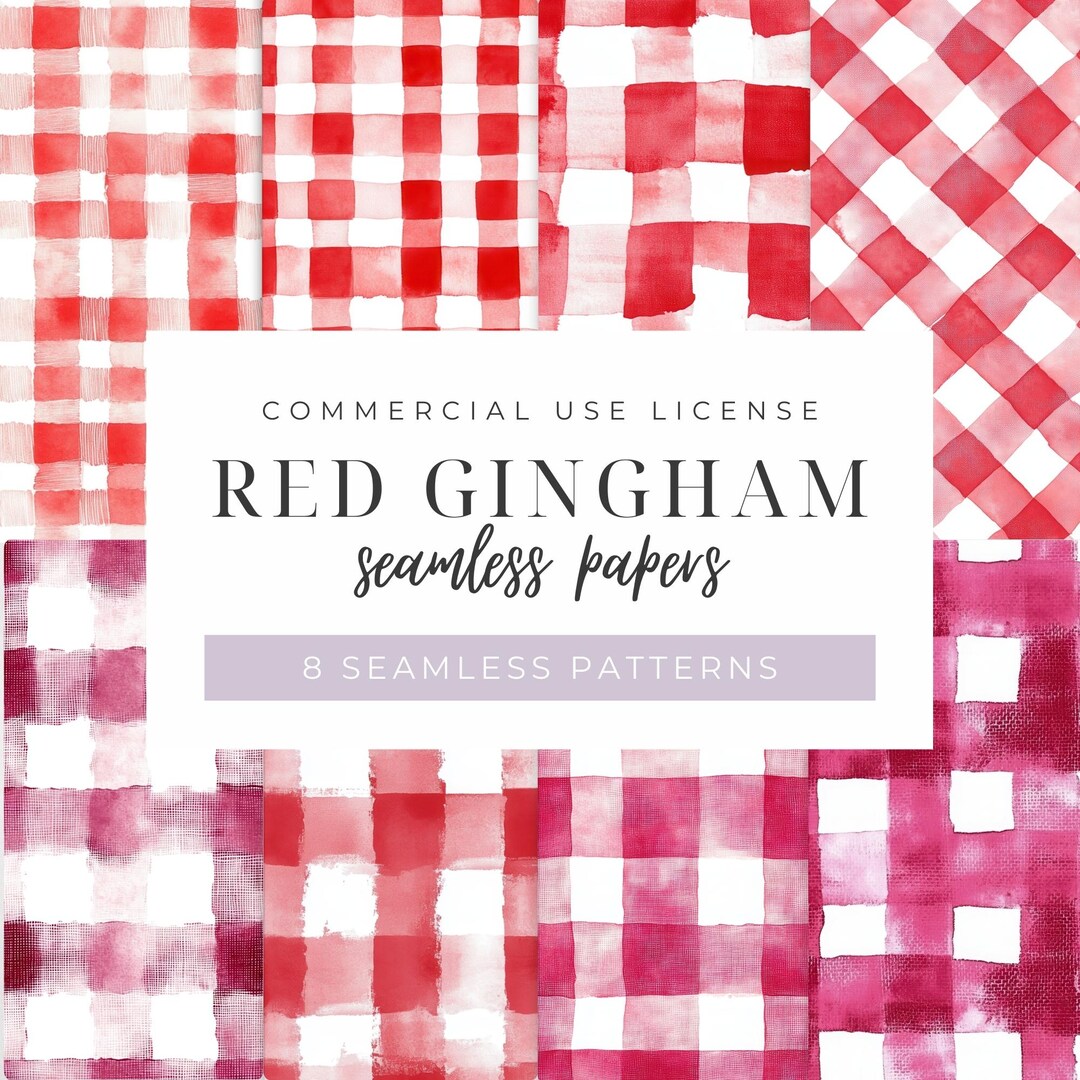 Red Gingham Seamless Pattern Digital, Digital Papers, Checkered ...