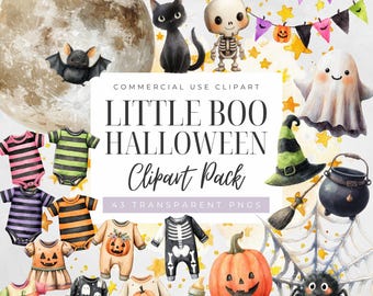 Halloween Baby Clipart: Spooky Clothesline PNGs (Digital Download