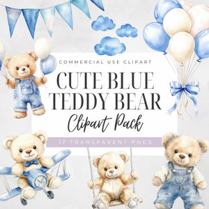 Blauwe beer clipart, blauwe en bruine ballonnen beer clipart, aquarel baby beer op een schommel clipart, clipart voor commercieel gebruik, transparante png