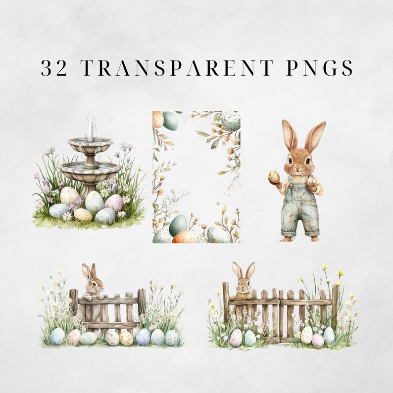 Rustic Easter Clipart for Commercial Use, Spring Junk Journal, Neutral ...