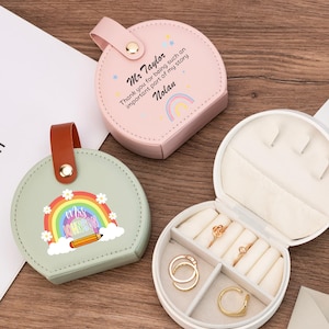 Portagioie in pelle personalizzato con nome dell'insegnante, portagioie da viaggio per insegnanti, organizer per gioielli, regalo di ringraziamento per insegnanti