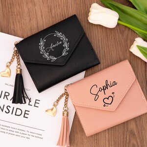 Tarjetero personalizado, tarjetero, minicartera, monedero de cuero, regalo para mujer, regalo personalizado, cartera minimalista, regalo de dama de honor