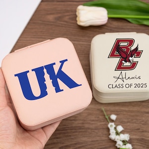 Portagioielli da viaggio personalizzato con logo universitario, portagioielli universitari personalizzato per laurea, regali personalizzati per lei, portagioielli per laurea