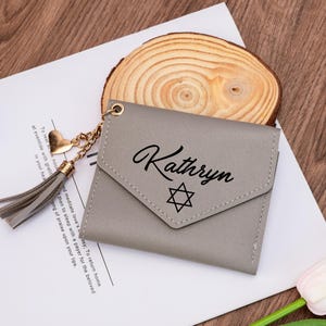 Carteira de couro personalizada, porta-moedas feminino, porta-cartões de crédito, carteira de couro minimalista, carteira fina com iniciais personalizadas, presente para madrinhas de casamento