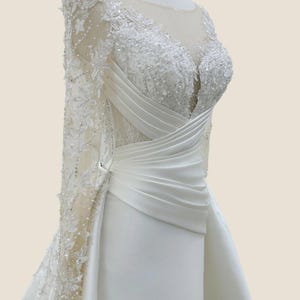 Couture Wedding Gown, Bespoke Beaded Bridal Dress with Train, Handmade Luxury Wedding Dress