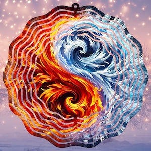 Yin Yang Wind Spinner Sublimation Design,Yin Yang Fiery Ice PNG, Feng Shui Wind Spinner Png, Instant Digital Download PNG