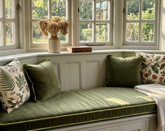 Personalized Velvet Seat Cushion with Zipper, Custom Size Removable Washable Velvet Bench Pad