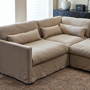 Customized sofa cover, light brown sofa cover, complete sofa cover, replacement sofa cover.