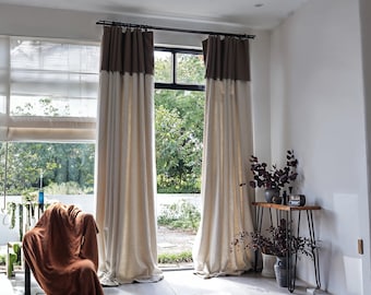 Curtains, vintage curtains, living room decorative curtains, color-blocked curtains, handmade handmade, exquisite curtains