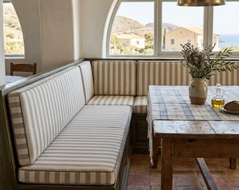 Cojín de banqueta a rayas en forma de L, almohadilla personalizable para asiento de cabina de esquina con respaldo, cojín lavable.