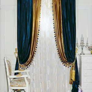 European blackout two tone velvet curtains, luxury style curtains, custom made curtains for living room .