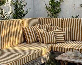 Striped Soft Seat Cushion , Farmhouse Decor Pillow Cushion, Bench Seat Pad with Custom Shape