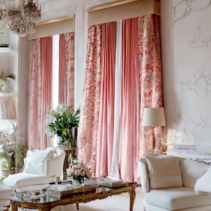Bespoke curtains, European luxury velvet pink curtains, embroidered velvet, handmade .