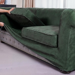 Green velvet sofa cover,linen sofa cover,multicolor options,Custom made,custom sofa cover,sofa slipcover.
