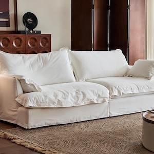 White Linen Sofa Covers, Complete Sofa Covers, Sofa Replacement Covers, Custom Sizes, Custom Sofa Covers.