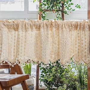 Holle koffiegordijnen, katoenen korte gordijnen, woondecoratie, geplooide badkamergordijnen, raamdecoratie.