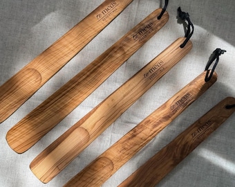 Kleine schoenlepel van olijfhout, handgemaakte houten schoenlepel, duurzaam cadeau, schoenlepelhouder, schoenlepel