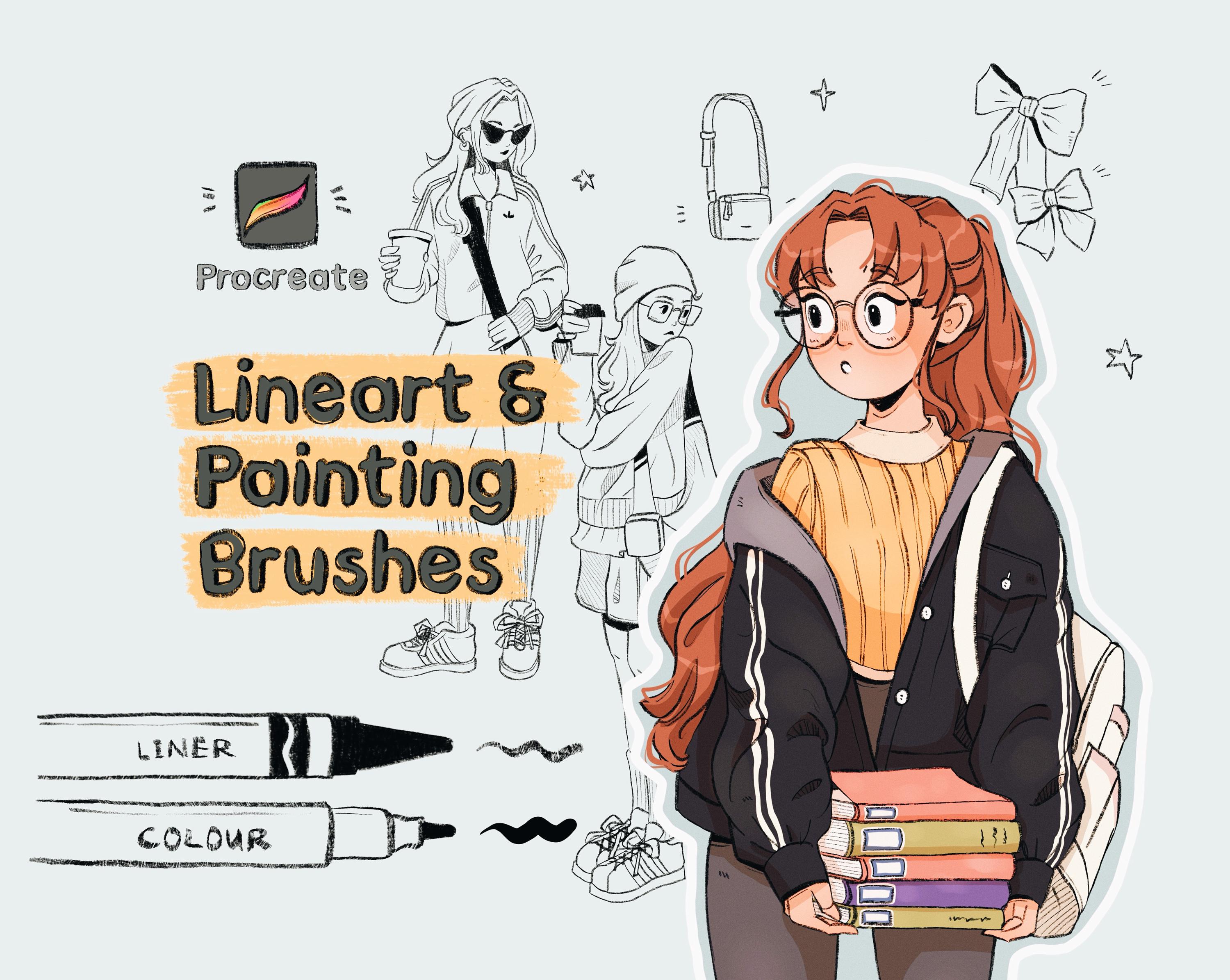 Set de pinceles de entintado estilo cómic para Procreate – Woven Flow y Silken Press