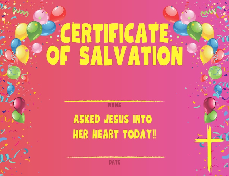 Salvation Certificate for a Girl - Etsy