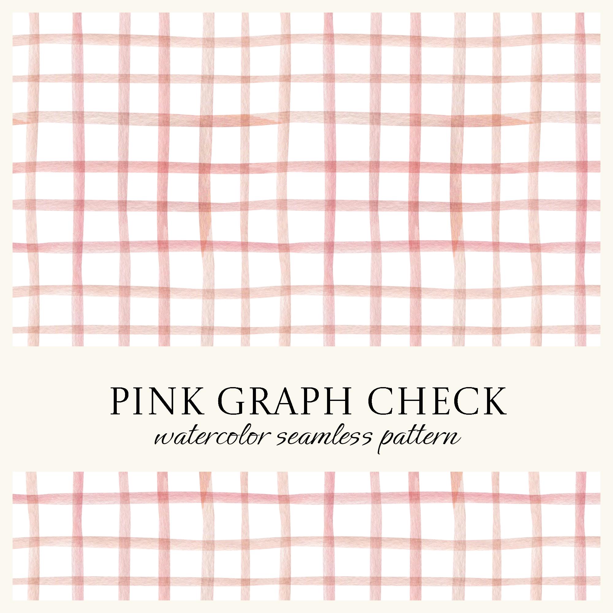 Watercolor Pink Graph Check Seamless Pattern: Gingham Scrapbook Paper ...