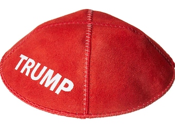 Trump/MAGA Kippah Red Suede Kippah for Men/Boys - US Made