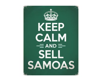 Girl Scout Cookie Sign "Keep Calm and Sell Samoas" Metal Art Sign | Motivational Wall Décor, Unique Housewarming Gift