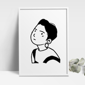 Custom Hand Drawn Line Art From Photo Sublimation Custom Minimalist Portrait Profile Picture Commission Drawing Cartoon Outline Portrait SVG