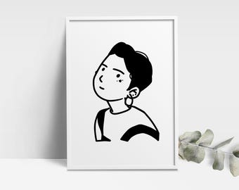 Custom Hand Drawn Line Art From Photo Sublimation Custom Minimalist Portrait Profile Picture Commission Drawing Cartoon Outline Portrait SVG