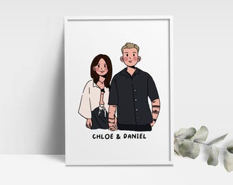 Valentines Card Custom Line Art Portrait Minimalist Couple Portrait Commission Digital Portrait Gift Valentines Day Hand Drawn Illustration