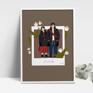 Valentines Day Portrait Valentines Card Polaroid Valentines Gift Polaroid Customized Photos Galentine Gift Custom Couple Line Art Wall Print