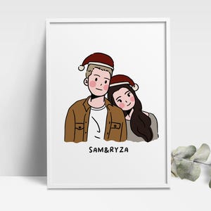 Custom Christmas Portrait Custom Couple Christmas Card Hand Drawn Illustration Personalized Christmas Art Custom Holiday Card Commission