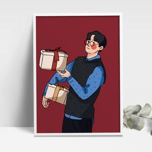 Digital Custom Christmas Portrait Hand Drawn Line Art Personalized Christmas Card Holiday Gift Art Commission Sketch From Photo Illustration