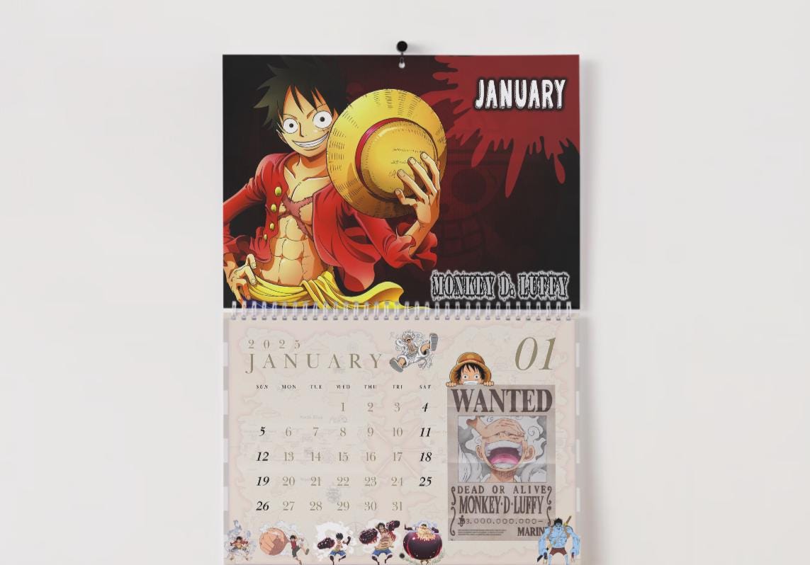 One Piece Anime Digital Calendar 2025 Customizable - Etsy