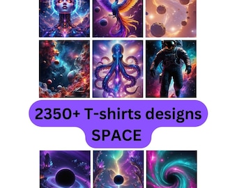 Mega Space T-Shirt Designs Bundle: Zodiac, Interstellar PNG (Digital Download)