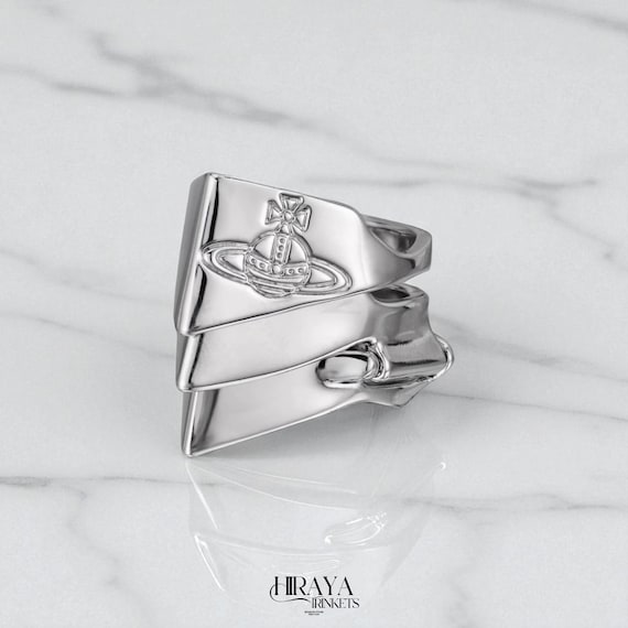 Vivienne Westwood Armor Ring, Silver Gold Punk Ring, Three