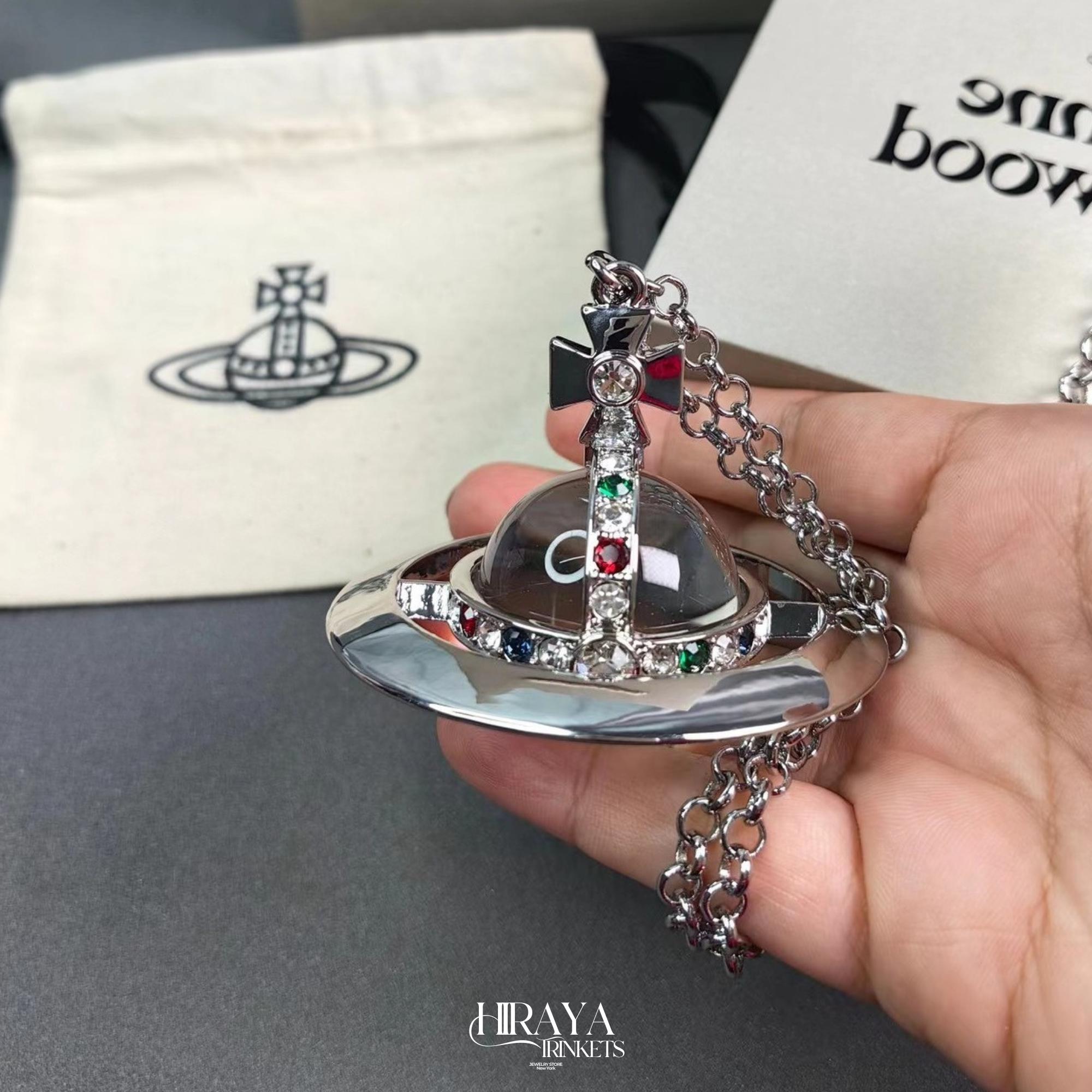 Vivienne westwood blue orb necklace - Etsy Polska